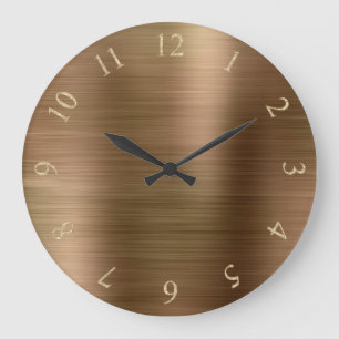 Metallische minimale Bronzezahlen Glitzer-Gold-US Große Wanduhr