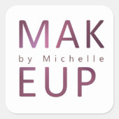 Metallische moderne Typografie Makeup Artist Monog Quadratischer Aufkleber (Vorderseite)