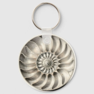 Metallische Nautilus-Schnecken-Spiral-Geometrie Schlüsselanhänger