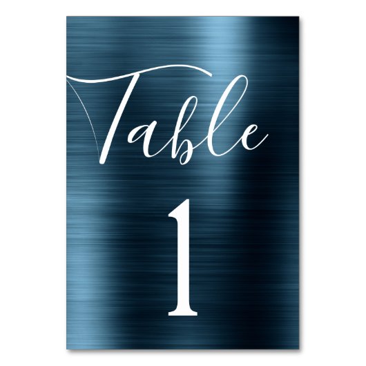 Metallische Navy-Hochzeitmetall-Tischnummer Tischnummer (Rückseite)