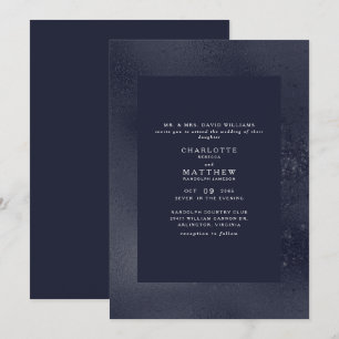 Metallische Navy-Hochzeitseinladung Einladung