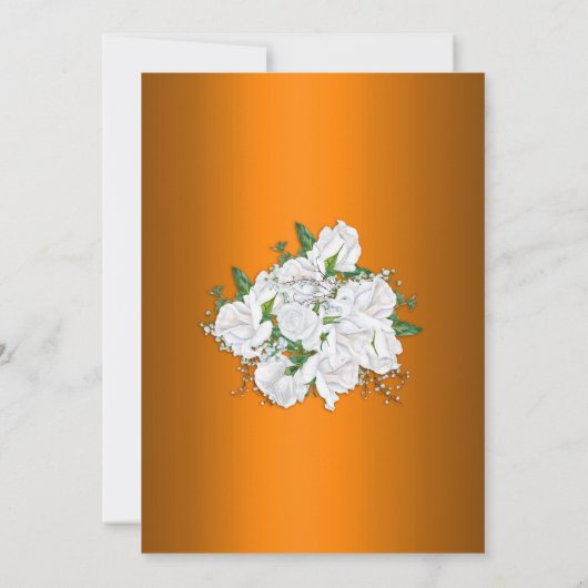 Metallische Orange und White Rose Bouquet Wedding Einladung (Rückseite)