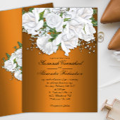 Metallische Orange und White Rose Bouquet Wedding Einladung