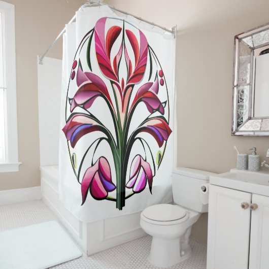 Metallische Orchidee: Eine rosa und gelbe Extravag Duschvorhang (Beispiel)