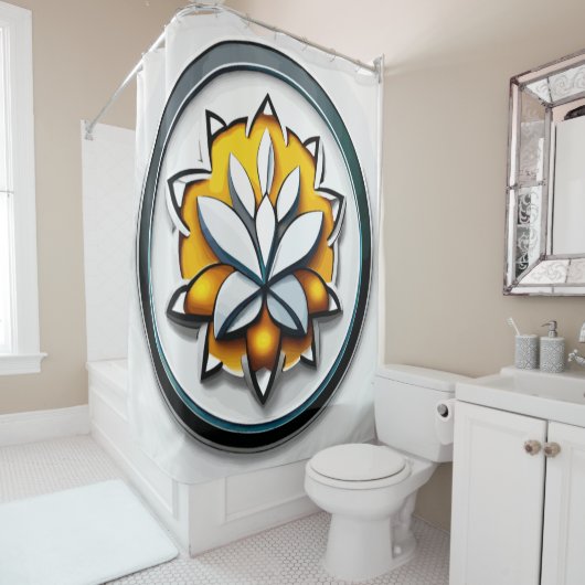 Metallische Orchidee: Eine rosa und gelbe Extravag Duschvorhang (Beispiel)