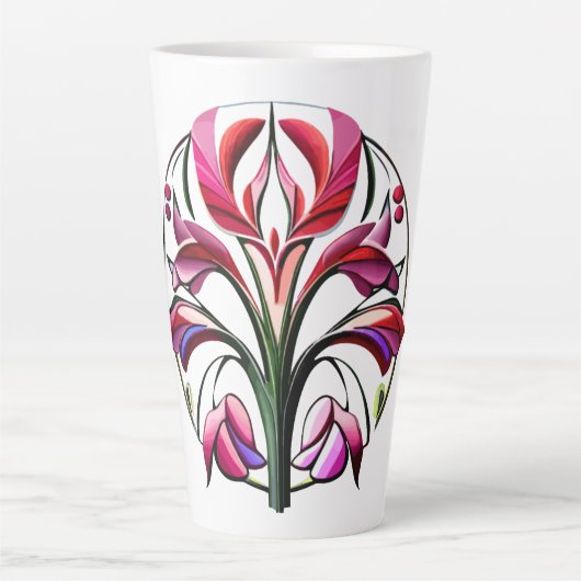 Metallische Orchidee: Eine rosa und gelbe Extravag Milchtasse (Vorderseite)