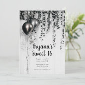 Metallische Party Balloons Weiße Rustikale Ivy Swe Einladung (Stehend Vorderseite)