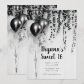 Metallische Party Balloons Weiße Rustikale Ivy Swe Einladung (Vorne/Hinten)