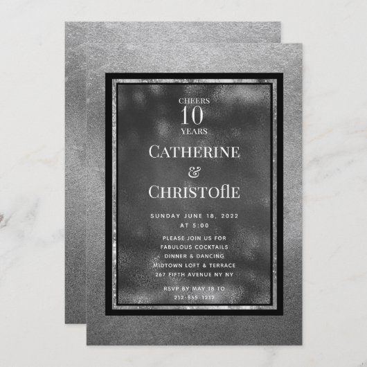 Metallische Party Einladung des Silberjubiläums (Vorne/Hinten)