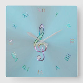 Metallische Pastel Music Clef Uhr