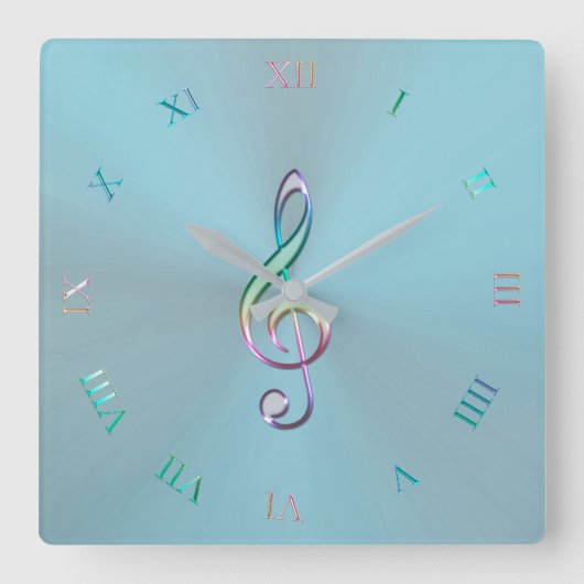 Metallische Pastel Music Clef Uhr (Vorderseite)