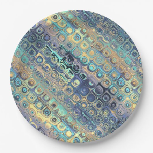 Metallische Pastelleuchten blaues Muster Pappteller (Vorderseite)