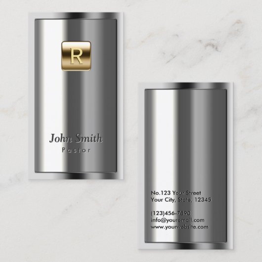 Metallische Pastor-Visitenkarte für Gold-Logos Visitenkarte (Vorne/Hinten)