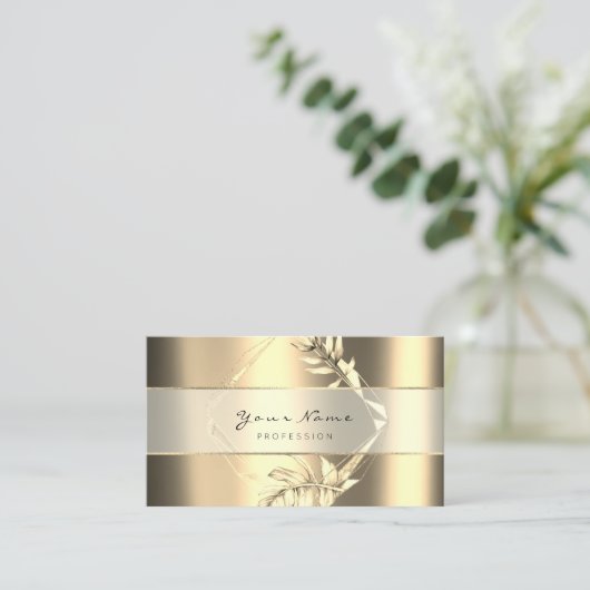 Metallische Poligonale Streifen Gold Sepia Foxier Visitenkarte (Stehend Vorderseite)