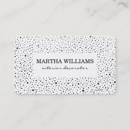 Metallische Punkte Muster Schwarz-Weiß Visitenkarte (Vorderseite)
