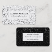 Metallische Punkte Muster Schwarz-Weiß Visitenkarte (Vorne/Hinten)