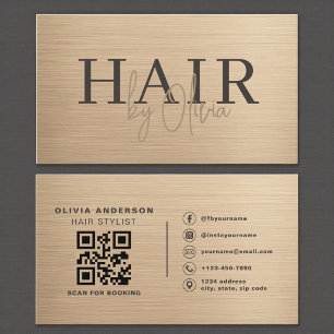 Metallische QR-Code-Frisur-Stylist-Moderne-Geschäf Visitenkarte