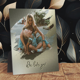 Metallische Rahmen-Pinselfarben-Familienliebe-Foto Fotoplatte