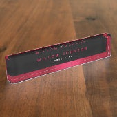 Metallische Red Classy Führungskraft Business-Gesc Namensplakette (Seite)