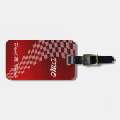 Metallische Red Racing Flag für Männer-Monogramm Gepäckanhänger (Vorderseite horizontal)