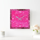 Metallische, rosa Glitzer & Sparkle, kundenspezifi Quadratische Wanduhr (Zuhause)