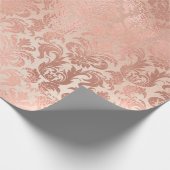 Metallische Rosa Gold Powder Royal Blush Damask Geschenkpapier (Ecke)