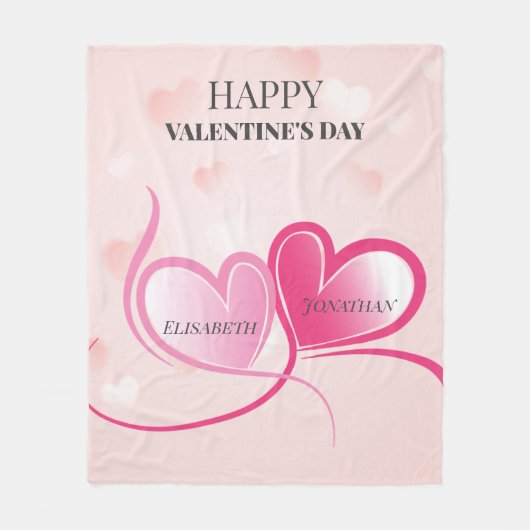 Metallische rosa Herzen Fleecedecke (Vorderseite)