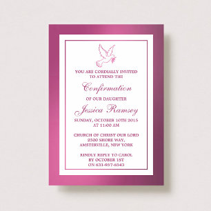 Metallische rosa Taube Heilige Kommunion oder Best Einladung