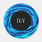 Metallische Rose Blue Magnet (Vorne)