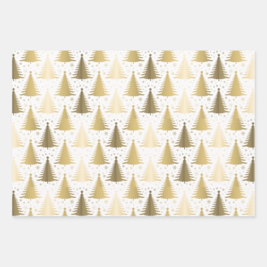 Metallische Rose Gelb goldenes Weihnachtsbaummuste Geschenkpapier Set (Vorderseite 2)