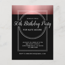 Metallische Rose Gold am 50. Geburtstag Einladungspostkarte