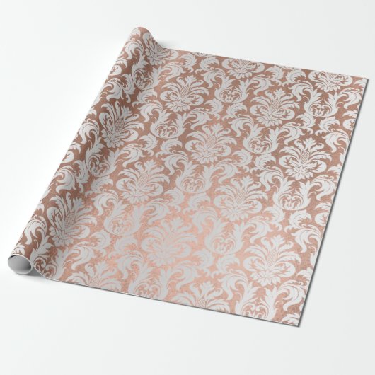Metallische Rose Gold Coppe Grau SilberDamaske Geschenkpapier (Ungerollt)