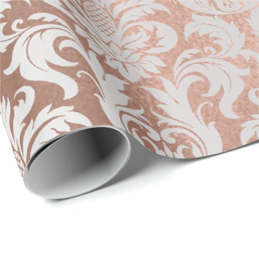 Metallische Rose Gold Coppe Grau SilberDamaske Geschenkpapier (Rolleneckpunkt)
