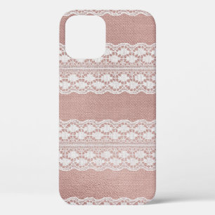 Metallische Rose Gold, cremefarbene Spitzentextur. Case-Mate iPhone Hülle