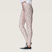 Metallische Rose Gold, cremefarbene Spitzentextur. Leggings (Links)