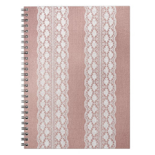 Metallische Rose Gold, cremefarbene Spitzentextur. Notizblock