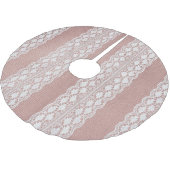 Metallische Rose Gold, cremefarbene Spitzentextur. Polyester Weihnachtsbaumdecke (Schrägansicht)