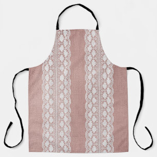 Metallische Rose Gold, cremefarbene Spitzentextur. Schürze