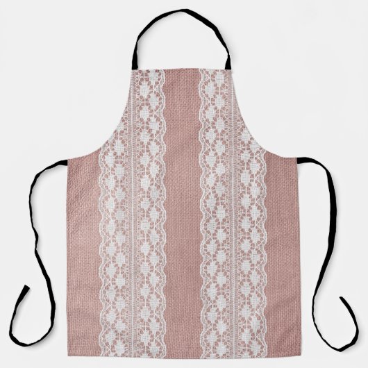 Metallische Rose Gold, cremefarbene Spitzentextur. Schürze (Vorderseite)