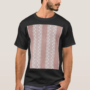 Metallische Rose Gold, cremefarbene Spitzentextur. T-Shirt