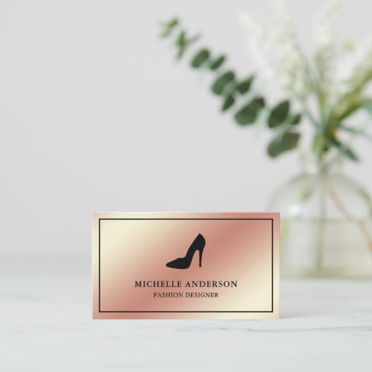 Metallische Rose Gold Foil High Heels Stilettos Visitenkarte (Stehend Vorderseite)