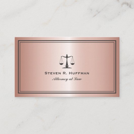 Metallische Rose Gold Gerechtigkeit Skala Beruflic Visitenkarte (Vorderseite)