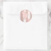 Metallische Rose Gold Glitzer + Blush Pink Globe Runder Aufkleber (Tasche)