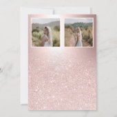Metallische Rose Gold Glitzer ombre 3 Fotos Sweet Einladung (Rückseite)