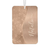 Metallische Rose Gold Glitzer Personalisiert Autolufterfrischer (Rückseite)