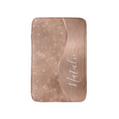 Metallische Rose Gold Glitzer Personalisiert Badematte (Vorderseite Vertikal)