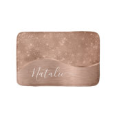 Metallische Rose Gold Glitzer Personalisiert Badematte (Vorderseite)