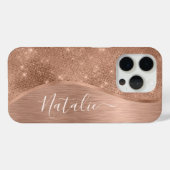 Metallische Rose Gold Glitzer Personalisiert Case-Mate iPhone Hülle (Rückseite (Horizontal))