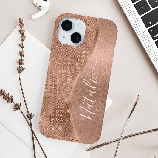 Metallische Rose Gold Glitzer Personalisiert Case-Mate iPhone Hülle