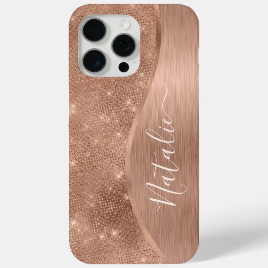 Metallische Rose Gold Glitzer Personalisiert Case-Mate iPhone Hülle (Rückseite)